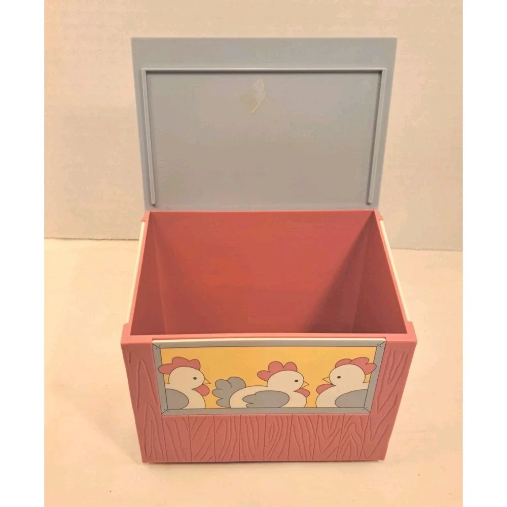 Vintage Avon Chicken Coop Recipe Box With Dividers Blue NOS!